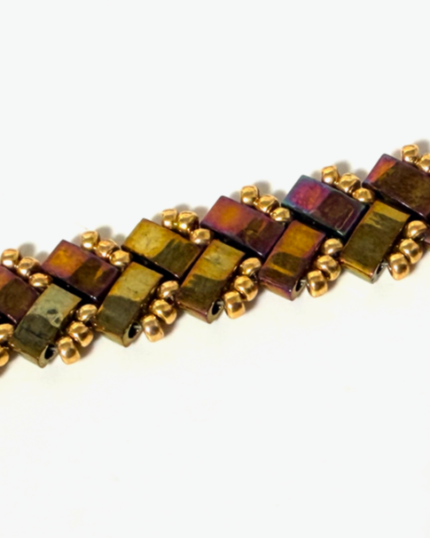1 Wide Half Tila Herringbone Bracelet-7.5 inches plus extension