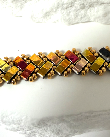 1 Wide Half Tila Herringbone Bracelet-6.5 inches plus extension
