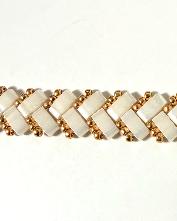 1 Wide Half Tila Herringbone Bracelet-6.5 inches plus extension