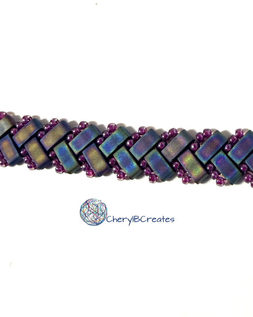 1 Wide Half Tila Herringbone Bracelet-7.5 inches plus extension