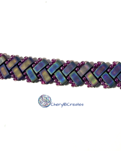 1 Wide Half Tila Herringbone Bracelet-7.5 inches plus extension