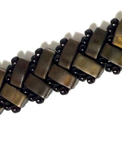 1 Wide Half Tila Herringbone Bracelet-7.5 inches plus extension
