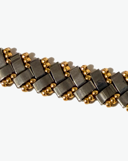 1 Wide Half Tila Herringbone Bracelet-7.5 inches plus extension