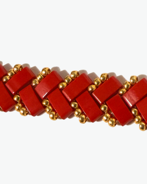1 Wide Half Tila Herringbone Bracelet-7.5 inches plus extension