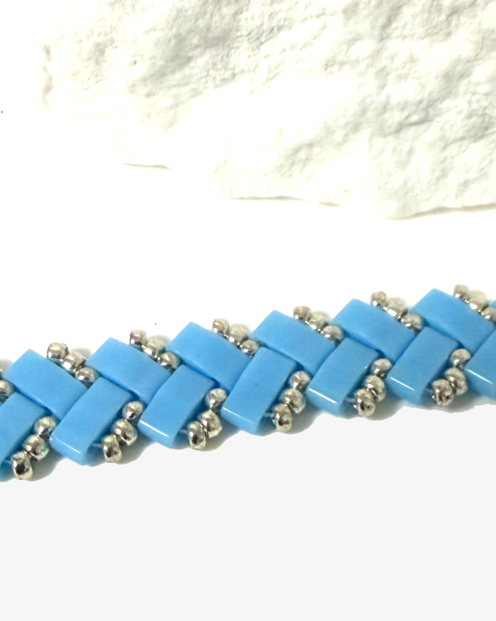 1 Wide Half Tila Herringbone Bracelet-6.5 inches plus extension