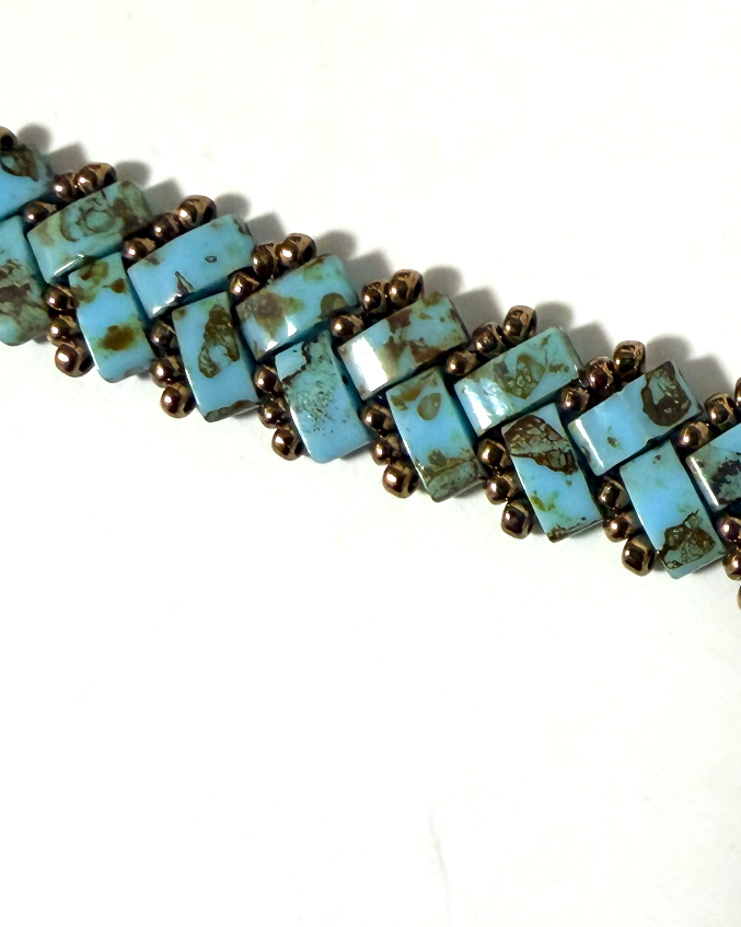 1 Wide Half Tila Herringbone Bracelet-7.5 inches plus extension