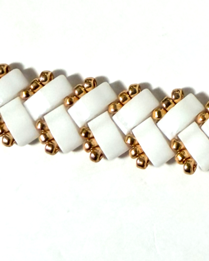 1 Wide Half Tila Herringbone Bracelet-6.5 inches plus extension