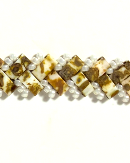 1 Wide Half Tila Herringbone Bracelet-6.5 inches plus extension