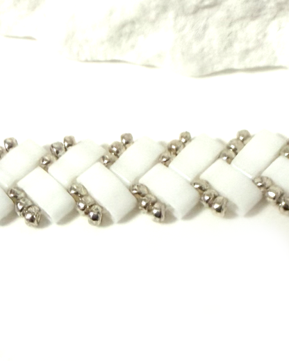 1 Wide Half Tila Herringbone Bracelet-6.5 inches plus extension