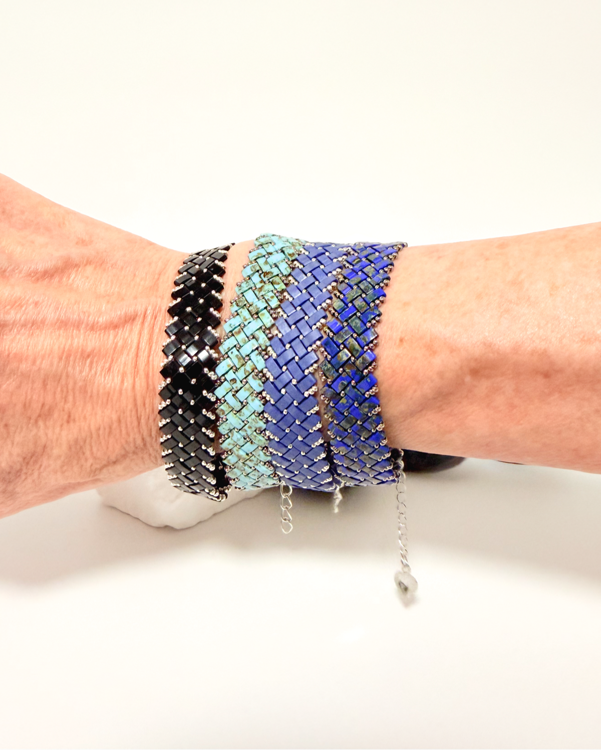 2 Wide Half Tila Herringbone Bracelet