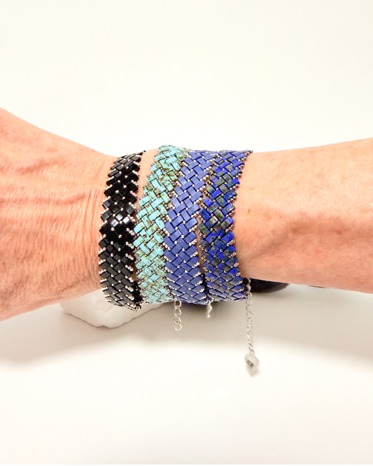 2 Wide Half Tila Herringbone Bracelet