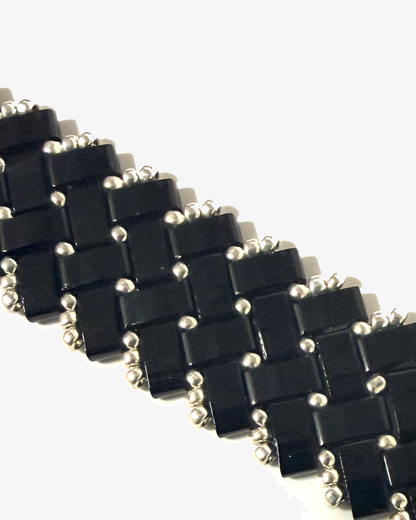 2 Wide Half Tila Herringbone Bracelet
