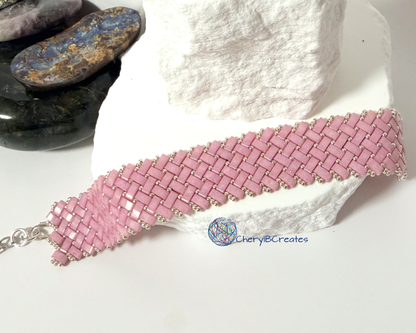 3 Wide Half Tila Herringbone Bracelet
