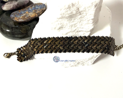3 Wide Half Tila Herringbone Bracelet