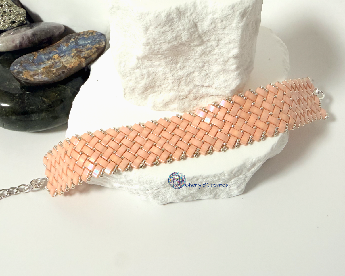 3 Wide Half Tila Herringbone Bracelet