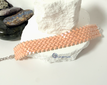 3 Wide Half Tila Herringbone Bracelet