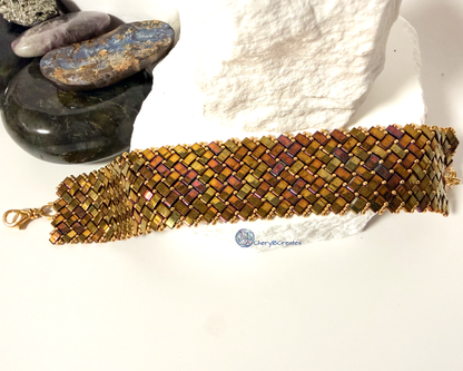 4 Wide Half Tila Herringbone Bracelet