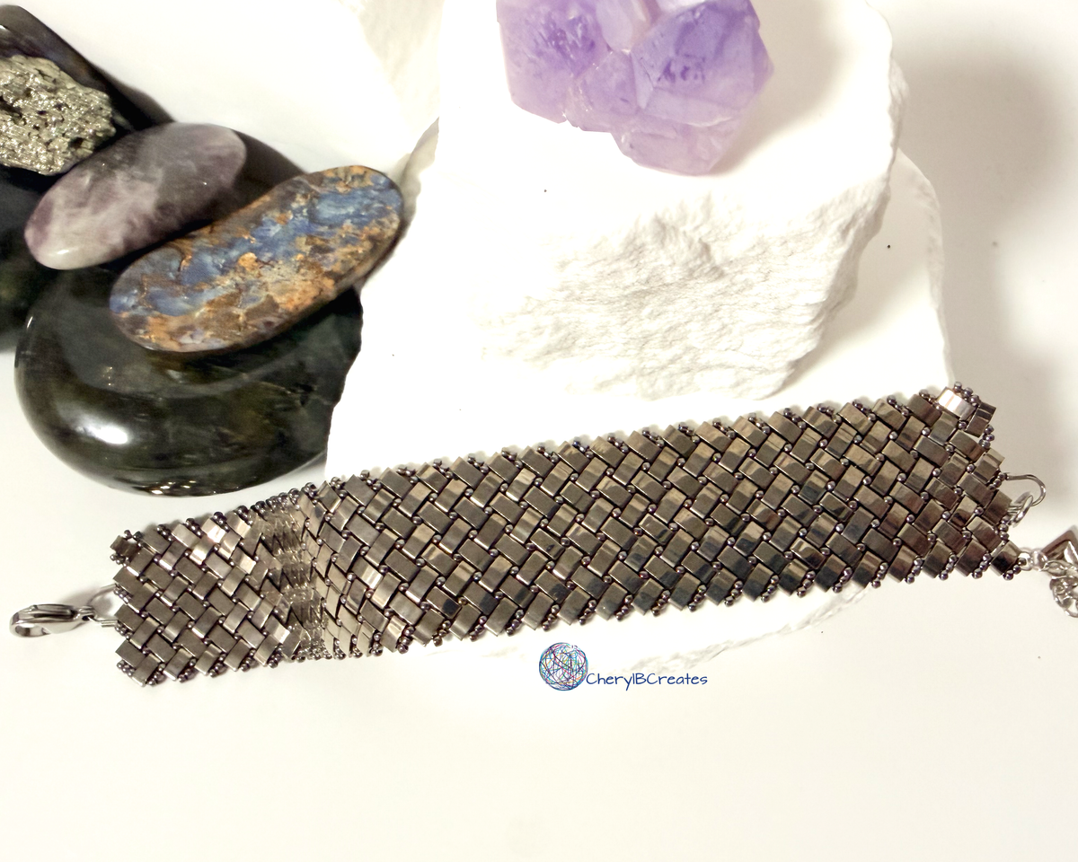 4 Wide Half Tila Herringbone Bracelet
