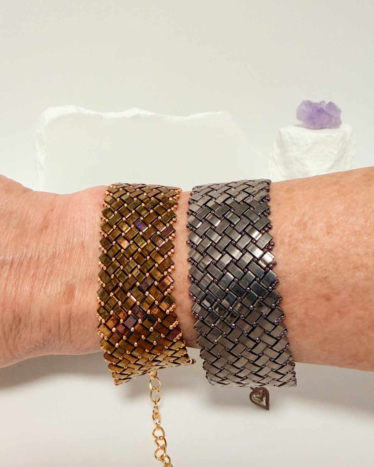 4 Wide Half Tila Herringbone Bracelet