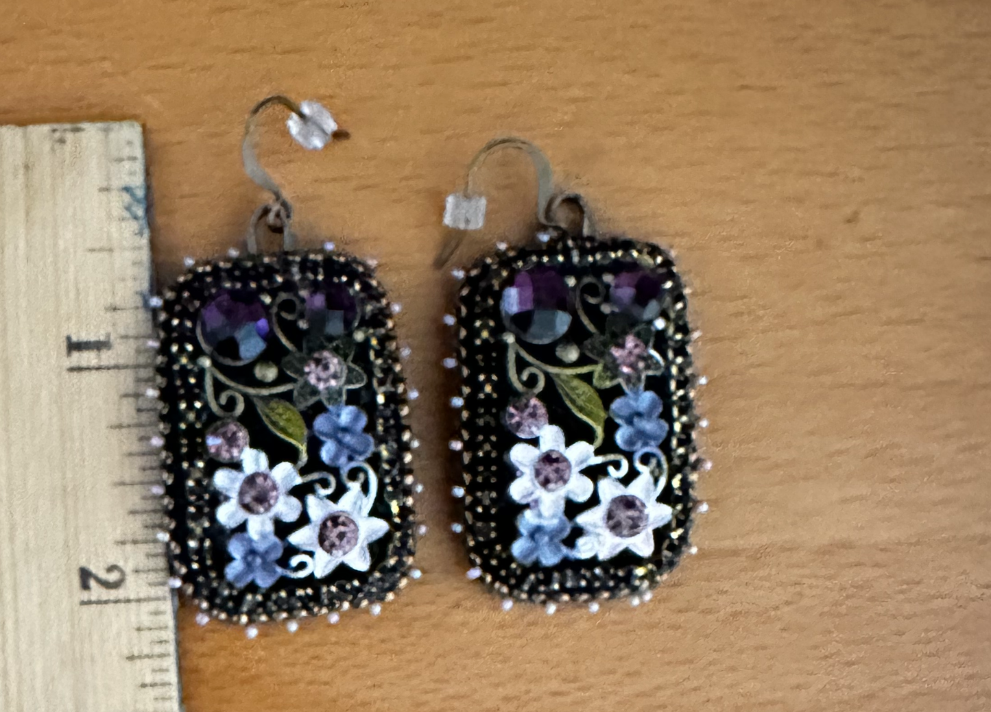 Old Fashioned Purple Flower Garden Earrings