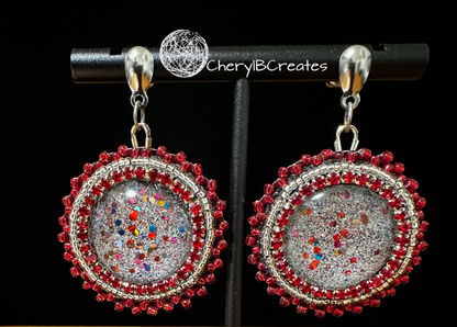 Stained Glass Earrings with Rhinestones