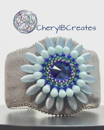 Blue Daisy Bracelet Cuff