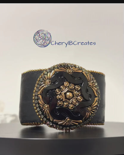 Black Button Cuff Bracelet