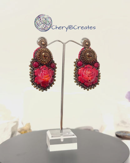 Red Bamboo Coral Earrings