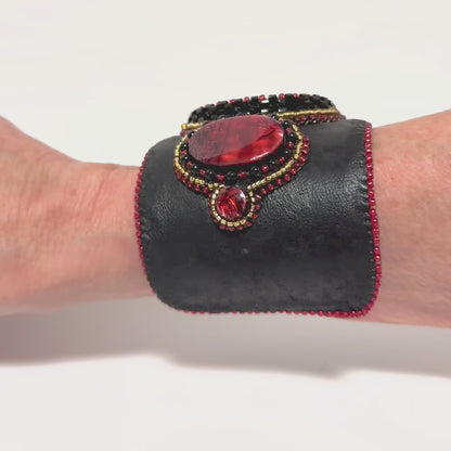 Red Abalone Shell Cuff Bracelet