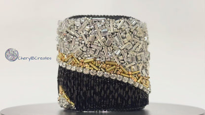 Black Gold and Silver Cuff Bracelet