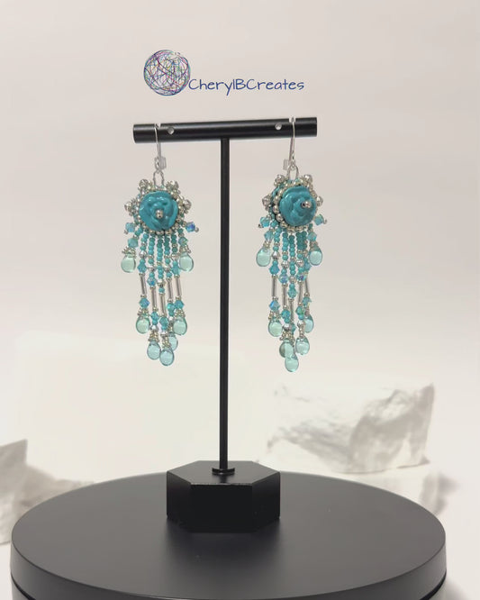 Carved Rose With Fringe Earrings