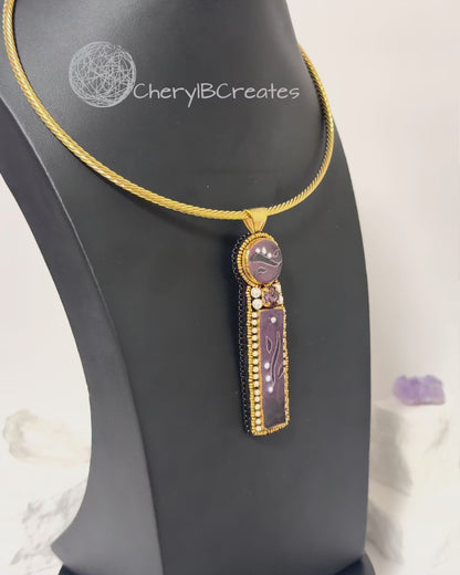 Bold Purple Clay Artisan Necklace