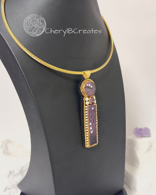 Bold Purple Clay Artisan Necklace
