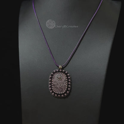 Purple Fossil Pendant Necklace