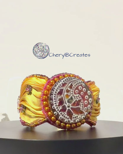 Magenta Jewel Shibori Bracelet