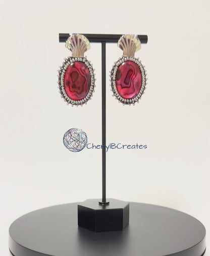 Hot Pink Abalone Earrings