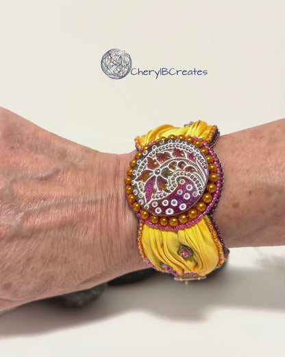 Magenta Jewel Shibori Bracelet
