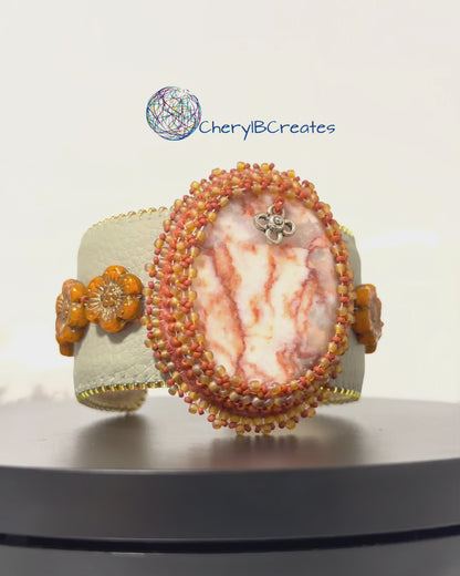 One Of A Kind Redline Marble Beaded Cuff Bracelet