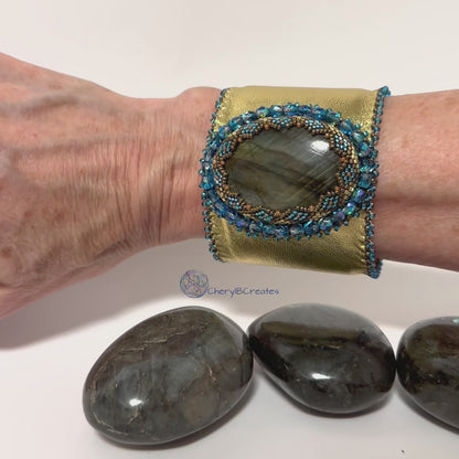 Golden Labradorite Cuff Bracelet