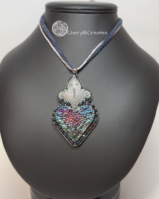 Raku Heart With Fleur-De-Lis