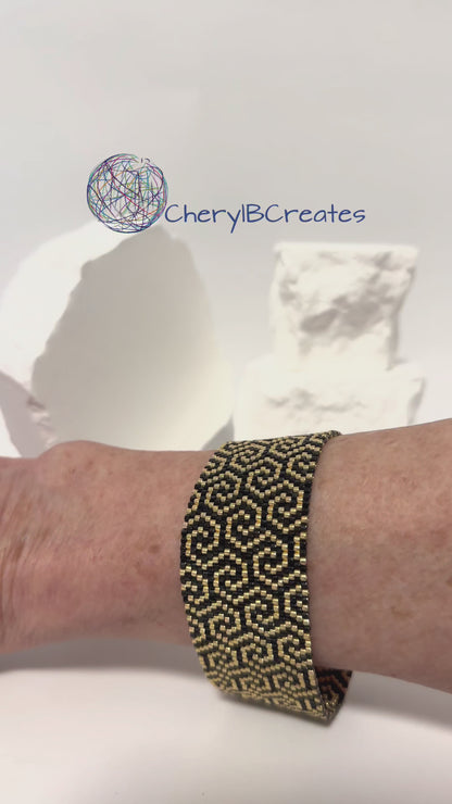 Black and Gold Swirl Bracelet
