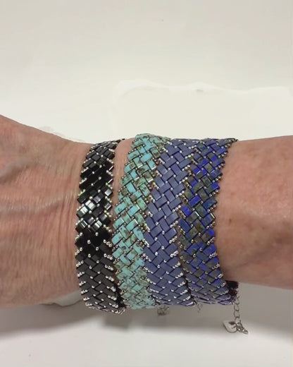 2 Wide Half Tila Herringbone Bracelet