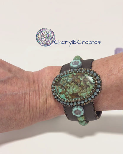 Turquoise Statement  Beaded Cuff Bracelet