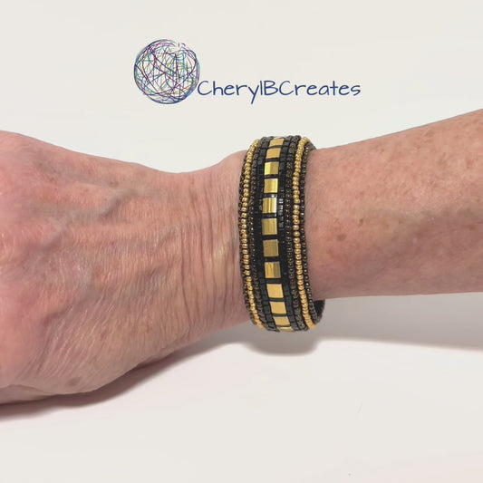24 kt. Gold Plated Bead Embroidered Tila Bracelet