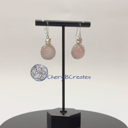 Gemstone Drop Earrings With Crystal