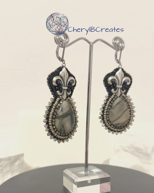 Picasso Jasper and Fluer-de-Lis Earrings
