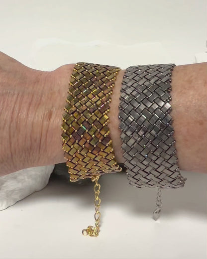4 Wide Half Tila Herringbone Bracelet