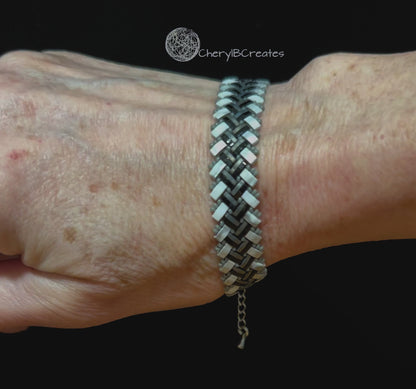 4 Wide Half Tila Herringbone Bracelet