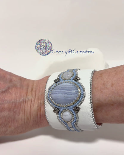 Blue Lace Agate Cuff Bracelet