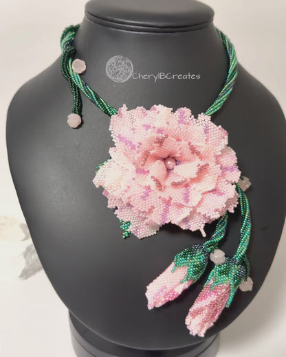 Beaded Rose Necklace